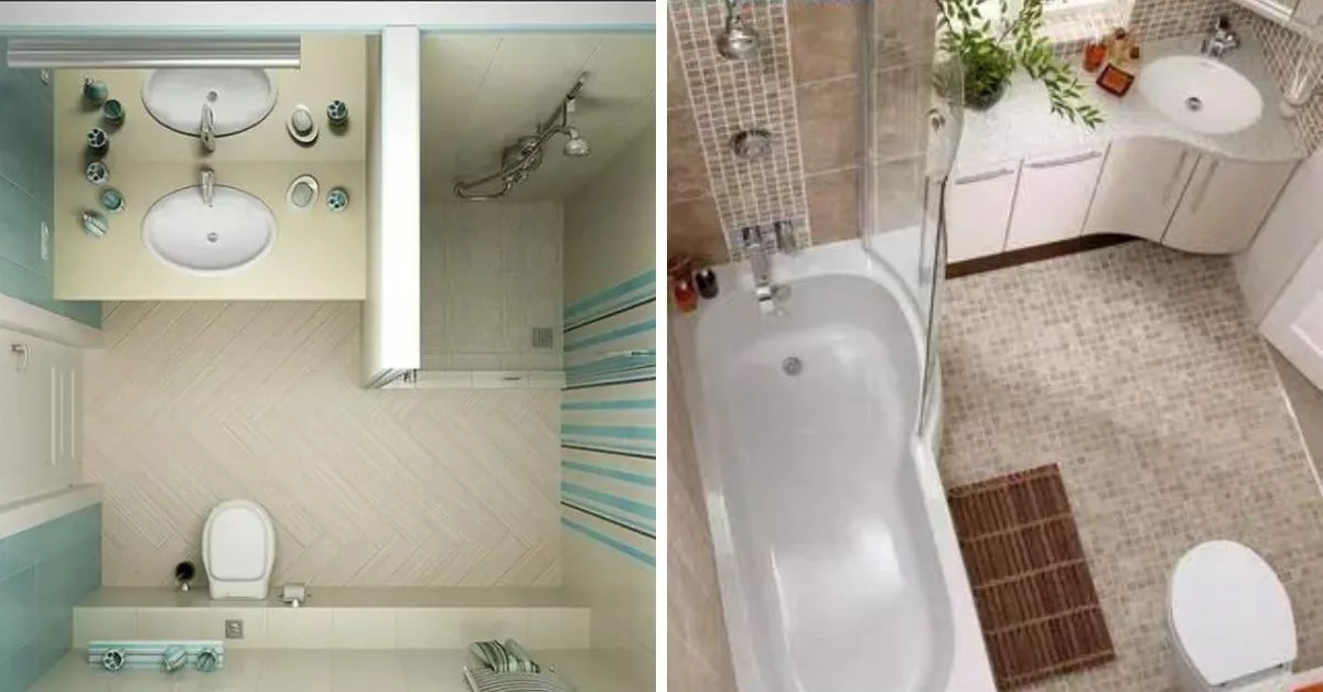 مجموعة من تصاميم الحمامات الضيقة المتكاملة