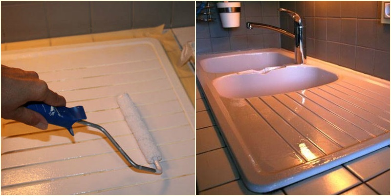 تجديد حوض المطبخ القديم باستعمال الصباغة