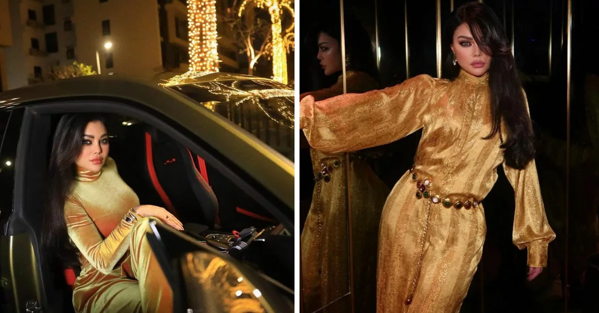 اطلالة هيفاء وهبي بقفطان ملكي أسود في جلسة تصوير