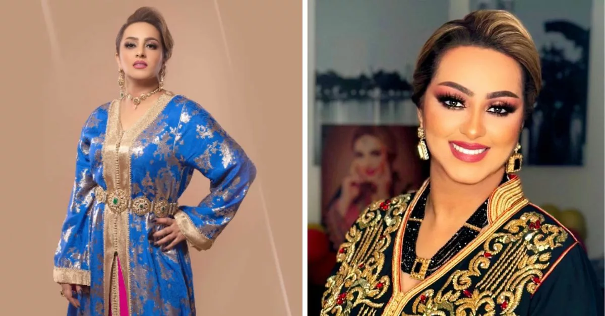 اطلالة الفنانة زينة الداودية بالقفطان المغربي أثناء تكريمها في مهرجان فن القفطان