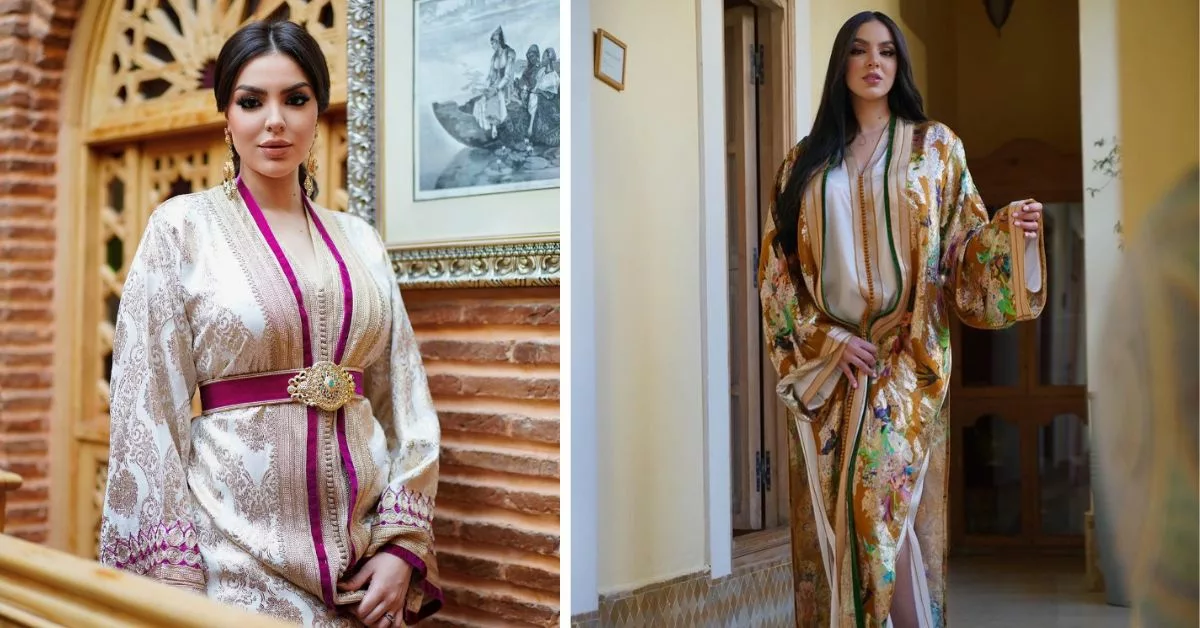 اطلالات جذابة للجميلة دعاء اليحياوي بالقفطان المغربي