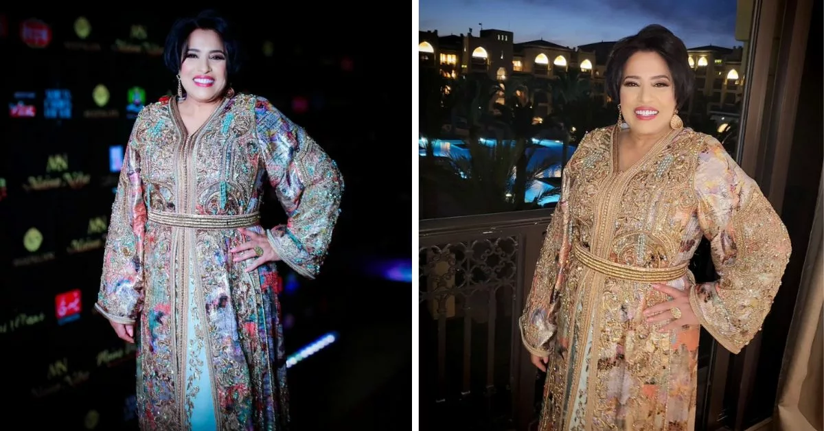 اطلالة الفنانة نجاة اعتابو بالتكشيطة المغربية في مهرجان الشواطئ بمدينة الحسيمة