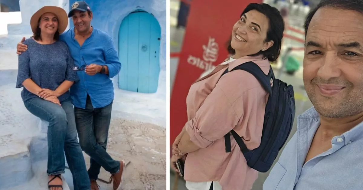 باللباس التقليدي الكوري رشيد الوالي و زوجته ابتسام يحتفلان بعيد زواجهما الثامن و العشرين