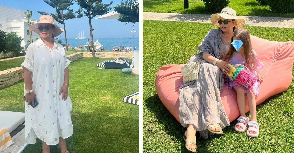 لطيفة رأفت رفقة ابنتها في أول يوم من الدخول المدرسي