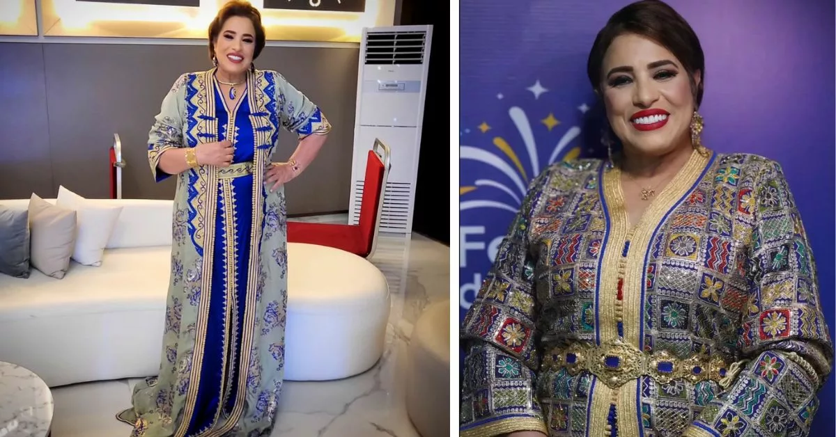 بعدة الرجيم الفنانة نجاة اعتابو تطل بقفطان مغربي راقي في حفل عقيقة