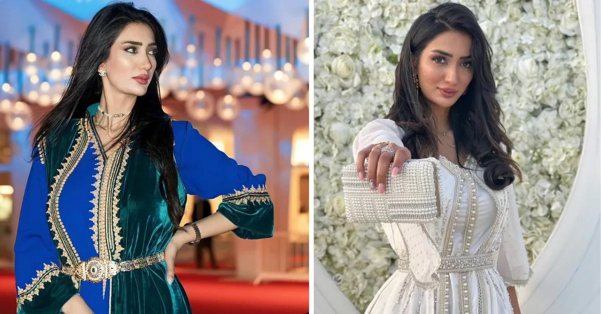 شروق الشلواطي تتألق بالقفطان المغربي خلال تقديم مسابقة ملكة العرب