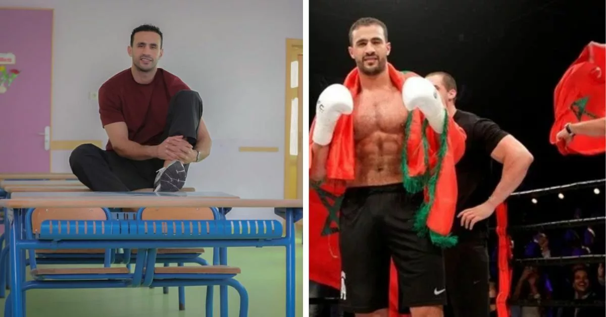 البطل المغربي بدر هاري رفقة أبنائه الخمسة في اخر ظهور له