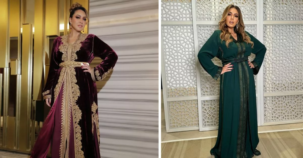 أسماء المنور باطلالة مميزة بالقفطان المغربي بحفل الليلة المغربية القطرية