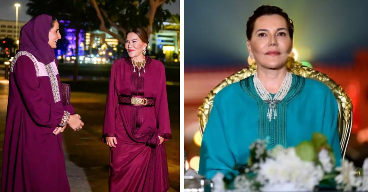 الأميرة لالة حسناء تتألق بالقفطان المغربي في عرض القفطان بقطر
