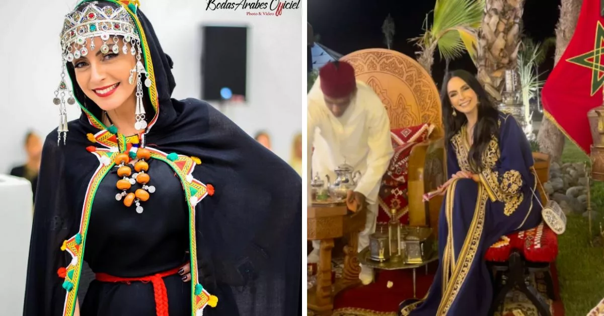 ليلى الشواي تتألق بقفطان مغربي باللمسة الأمازيغية في اخر جلسة تصوير