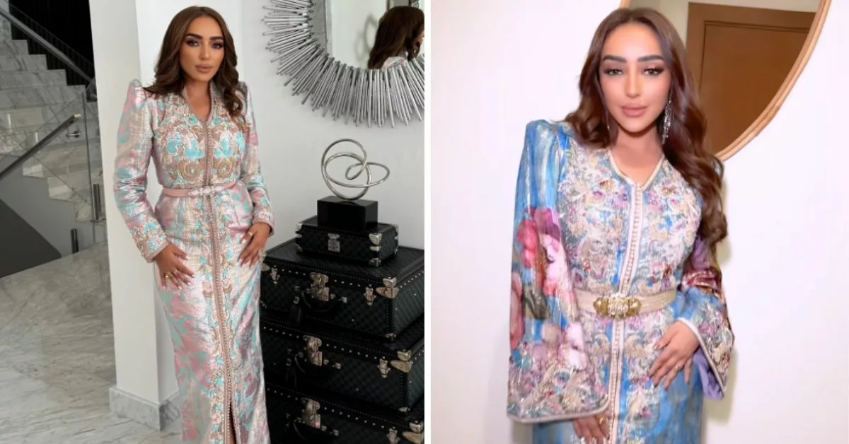 جميلة البدوي تتألق بقفطان عصري بالكم الملكي في اخر ظهور لها