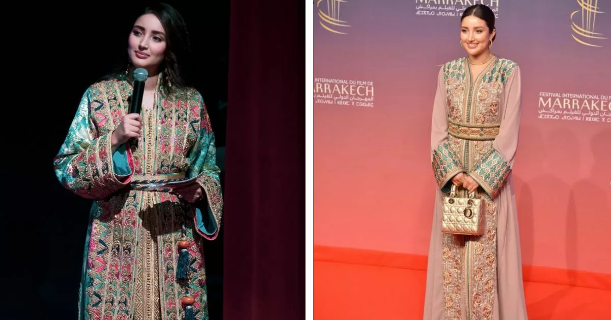 فريال زياري باطلالة ملكية بالتكشيطة المغربية في مهرجان كان الدولي