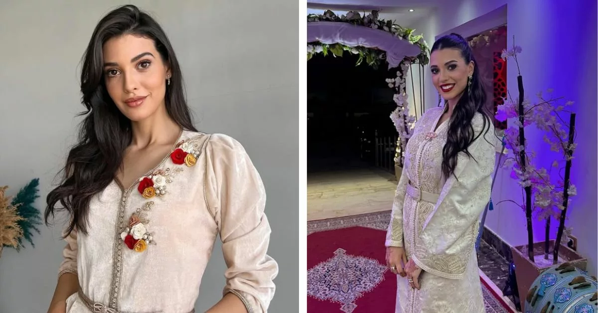 الممثلة محاسن المرابط تتألق بقفطان أحمر أنيق في احدى الحفلات بمدينة طنجة