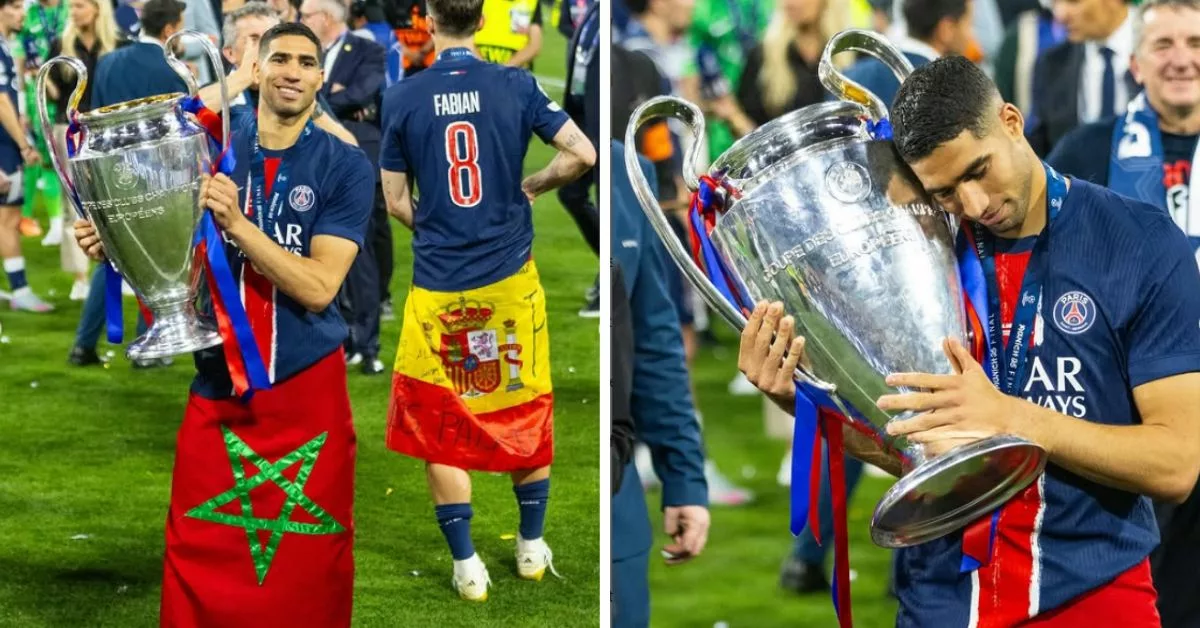 استقبال فخم لأشرف حكيمي أثناء الاحتفال بلقب دوري أبطال أوروبا