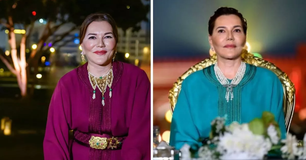 اطلالة الأميرة لالة حسناء بالقفطان المغربي بمأدبة عشاء في ضيافة الرئيس الفرنسي