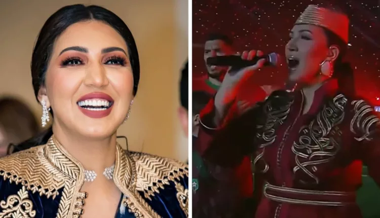 أسماء لمنور تذرف الدموع خلال مشاركتها الغنائية في كأس العرب