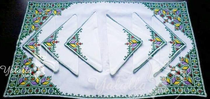 مناديل مطرزة بالطرز الفاسي و الرباطي للصواني و البلاتوهات "صور" yalalla (8)