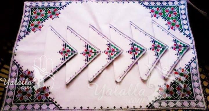 مناديل مطرزة بالطرز الفاسي و الرباطي للصواني و البلاتوهات "صور" yalalla (9)