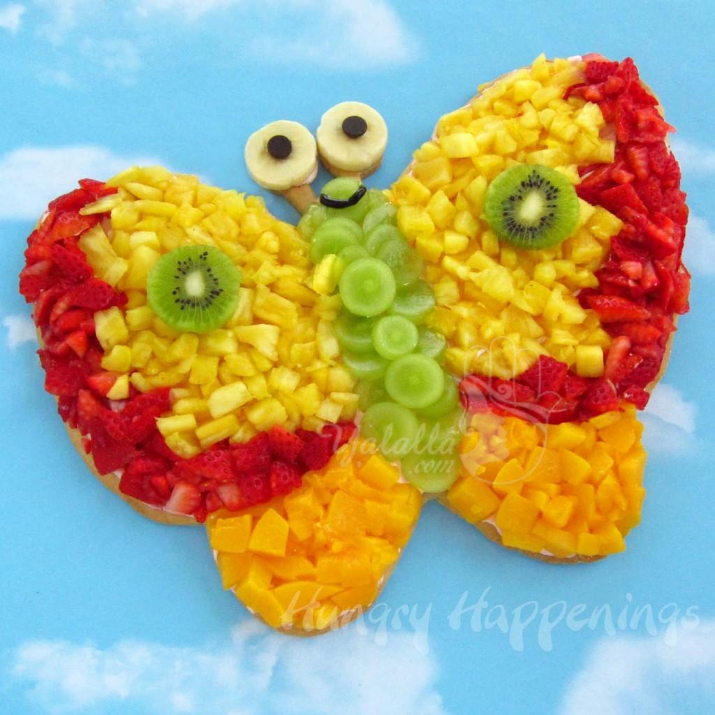 Butterfly fruit pizza recipe, edible crafts, summer food, kids party treat, dessert recipes