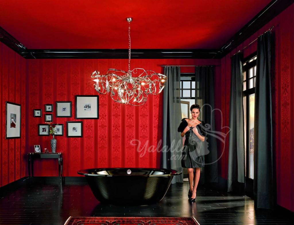 Red-Bathroom-with-Black-Tub-and-Gothic-Feel-Gothic-Bathroom-