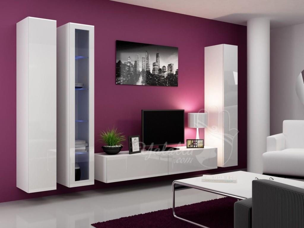 interior-living-room-modern-floating-white-tone-tv-stand-decor-with-purple-painted-wall-floating-tv-cabinet
