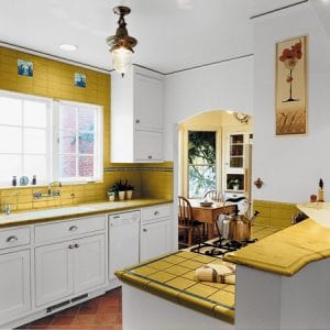Minimalist Yellow White Small Kitchen Layout Modern Style