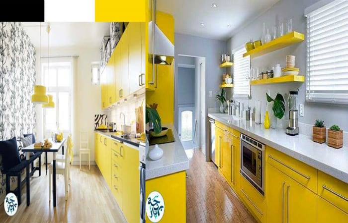 مجموعة مطابخ باللون الأصفر تدخل بهجة من نوع خاص واتساع أكثر لمنزلك