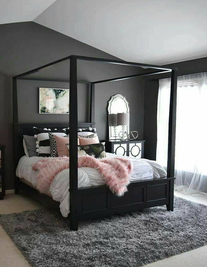 مجموعة من غرف النوم الحديثة باللون الأسود