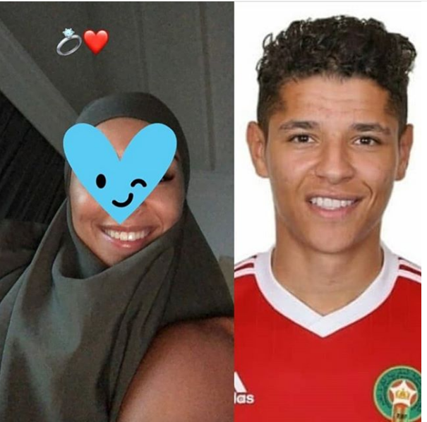 اللاعب المغربي امين حارث ينشر صورة زوجته لاول مرة