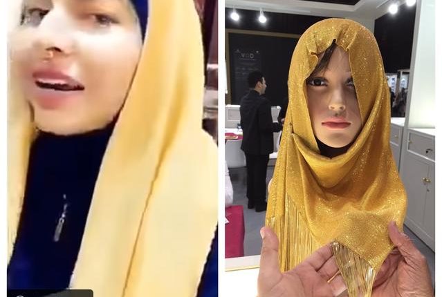 بالفيديو..شابة خليجية تقوم بشراء حجاب من الذهب يزن 2 كيلو غرام